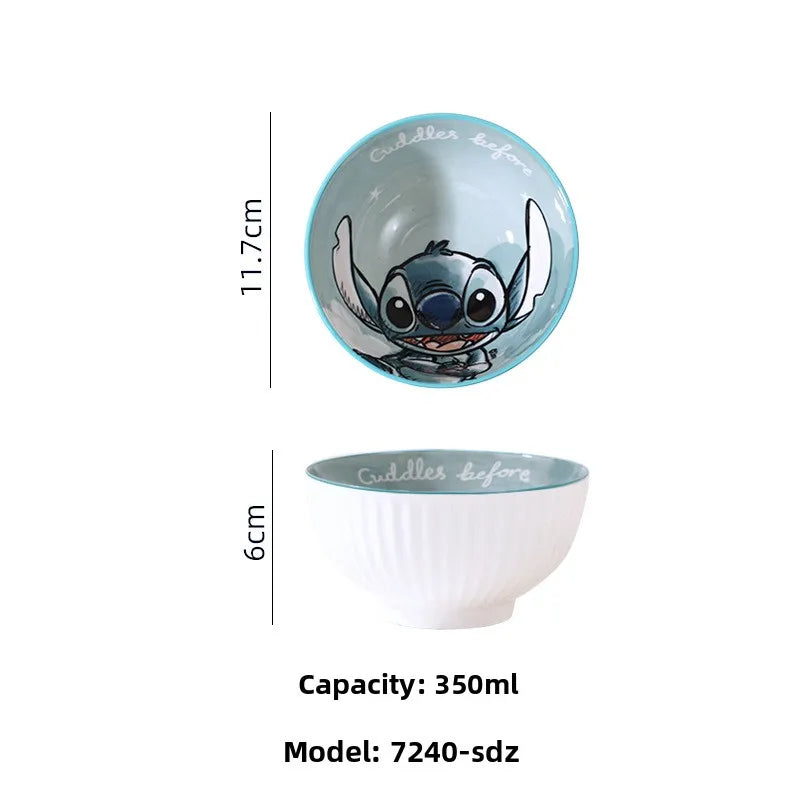 Stitch Dinnerware High Quality Ceramic Bowl Children's Adult Tableware Cartoon Disc Microwave Oven Available Housewarming Gift Good Vibrations