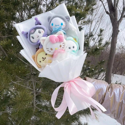 Christmas Gifts Cartoon Sanrio Plush Bouquet My Melody Kuromi Cinnamoroll Kt Cat Plush Doll Toy  Valentine Graduation Gifts Good Vibrations