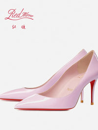 High heeled shoes for women 2024, pink slim heel, light lipstick base, sexy temperament, not tiring, single foot shoes Good Vibrations