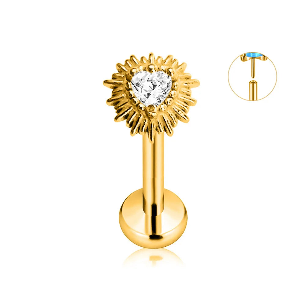 ASTM F136 G23 Titanium Flower Petals Star Heart Butterfly Threadless Piercing Pin Push in Labret Daith Conch Earring 16G 18G 20G Good Vibrations