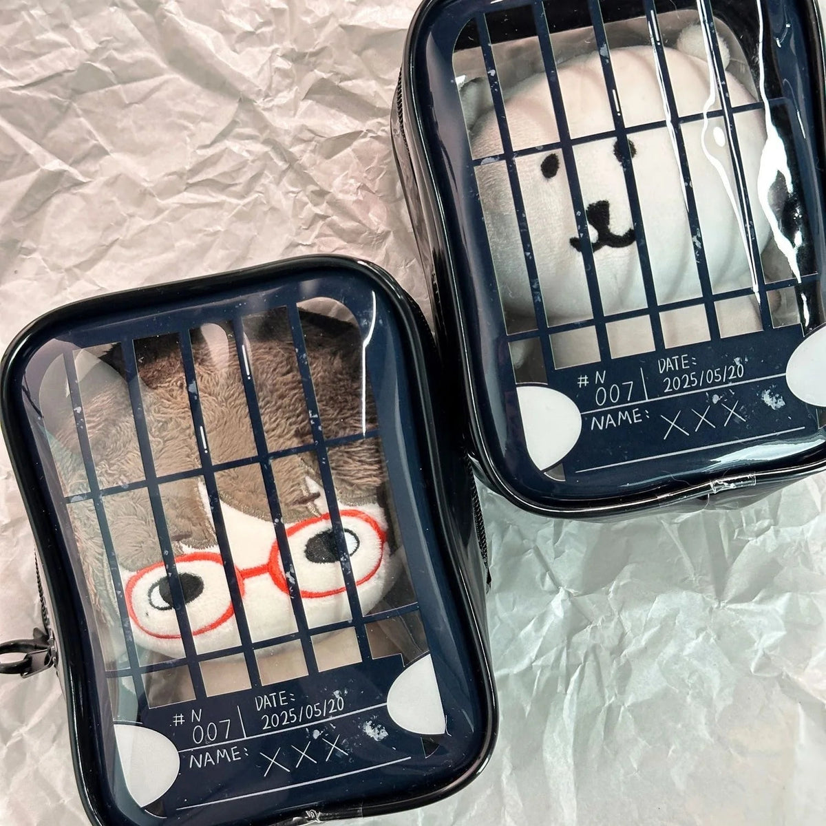 New Fun Creative Prison-themed Itabag Transparent Case For 13cm Doll Portable Clear Keychain Gift Box Collectibles Storage Pouch Good Vibrations