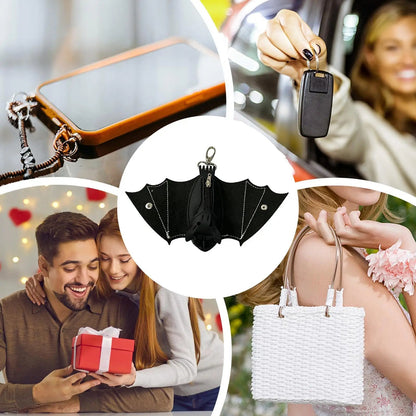 Coin Purse PU Leather Bat Gothic Bag Keychain Change Purse with Foldable Wings for Shopping Travel Work School Events Outdoor Good Vibrations