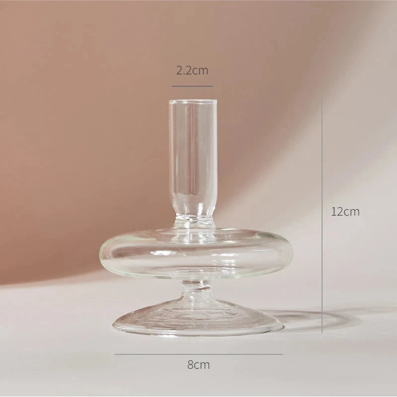 Floriddle Taper Candle Holders Glass Candlesticks for Home Wedding Table Decoration Glass Vase Table Bookshelf Candles Stand Good Vibrations