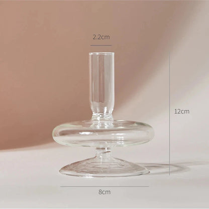 Floriddle Taper Candle Holders Glass Candlesticks for Home Wedding Table Decoration Glass Vase Table Bookshelf Candles Stand Good Vibrations