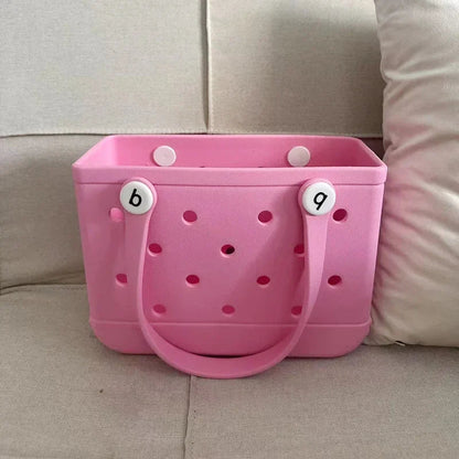 EVA Waterproof Summer Storage Basket Mini Kid Beach Bogg Bag Women Shopping Bag Picnic Rubber Jelly Tote Bogg Bag Kid Purses Good Vibrations