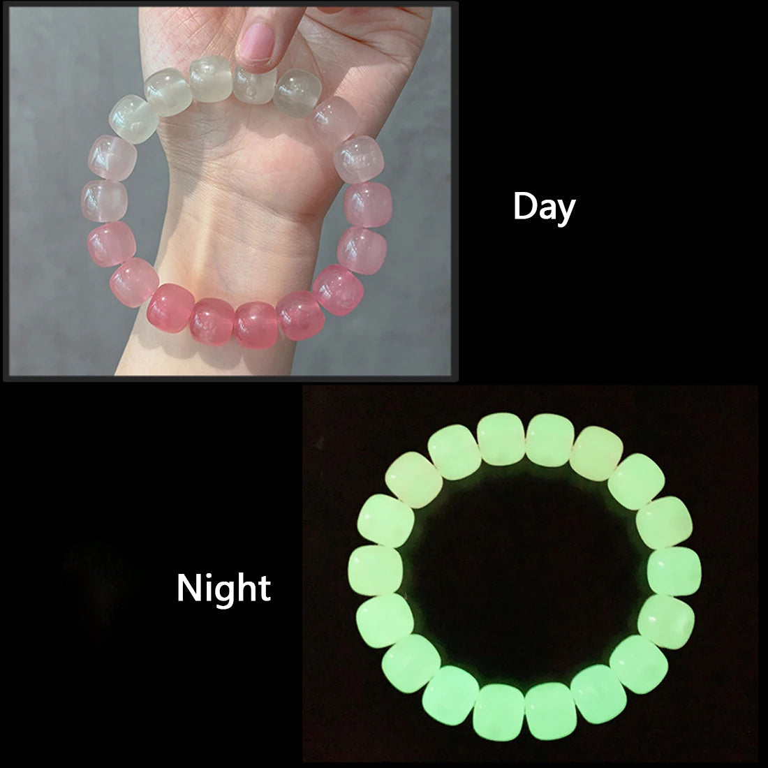 Luminous Bracelets For Women Men Fluorescent Natural Stone Bracelet Night Light Glowing Beads Bangle Fashion Jewelry Couple Gift Good Vibrations