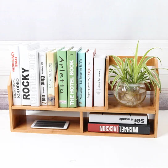 Bamboo Dollhouse Bookshelf,Custom Wooden Book Storage Shelf For House Accessories With Drawers,Wooden Bookcase Storage Good Vibrations