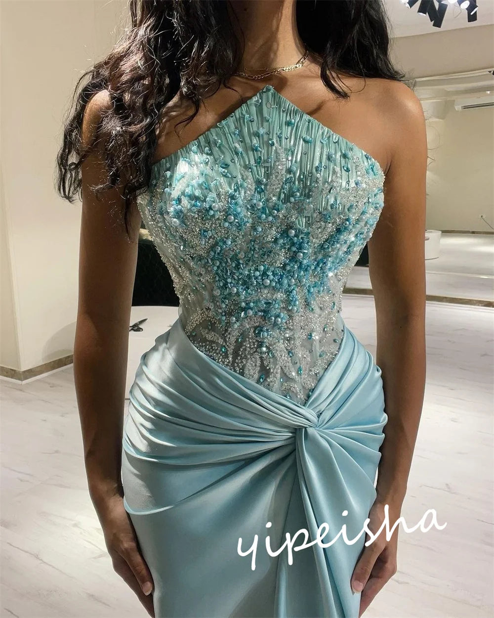 Customized Classic Modern Style Formal Evening Strapless Mermaid Beadings Bespoke Occasion  Prom Dresses Good Vibrations