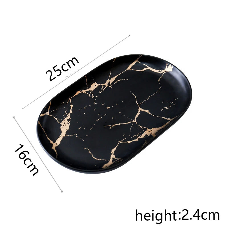 White Black Golden Ceramic Dishes And Plate Pizza Dessert Steak   Tableware Decorative Food Tray Dinner Set Porcelai Good Vibrations