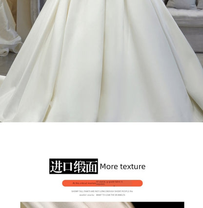 off-Shoulder Main Wedding Dress Small Satin 2023 New Arrival Bride Going out Main Yarn Vintage Satin Satin Palace Style Main Yarn