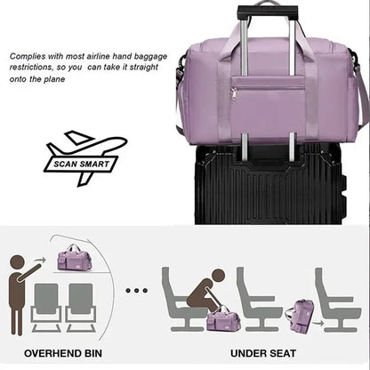 Travel Bag Large Capacity Weekender Carry On Duffle Bags with Shoe Compartment Sports Fitness Bags for Women Shoulder Bag Good Vibrations