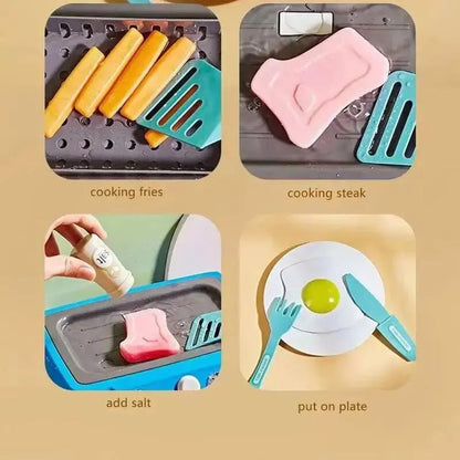 DIY Kitchen Cooking toy Set with 20pcs Multi-functional Induction Children's Play House Food Toys for Parent-child fuuny Gifts Good Vibrations