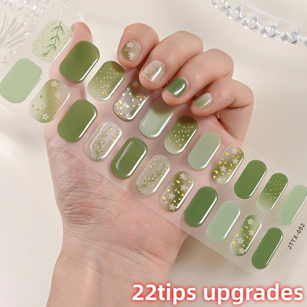 UV Semi-Cured Gel Nail Wraps Stickers Strips French Long Lasting Full Cover LED Gel Semi Cured Nail Sliders For Nail Extension & Good Vibrations