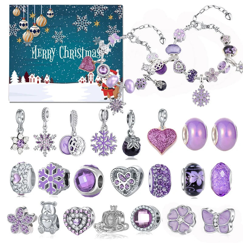 Christmas Kids Bracelet Earring Advent Calendar 2025 New Year Countdown Home Party Girl Jewelry Gift Blind Box Atmosphere Items Good Vibrations