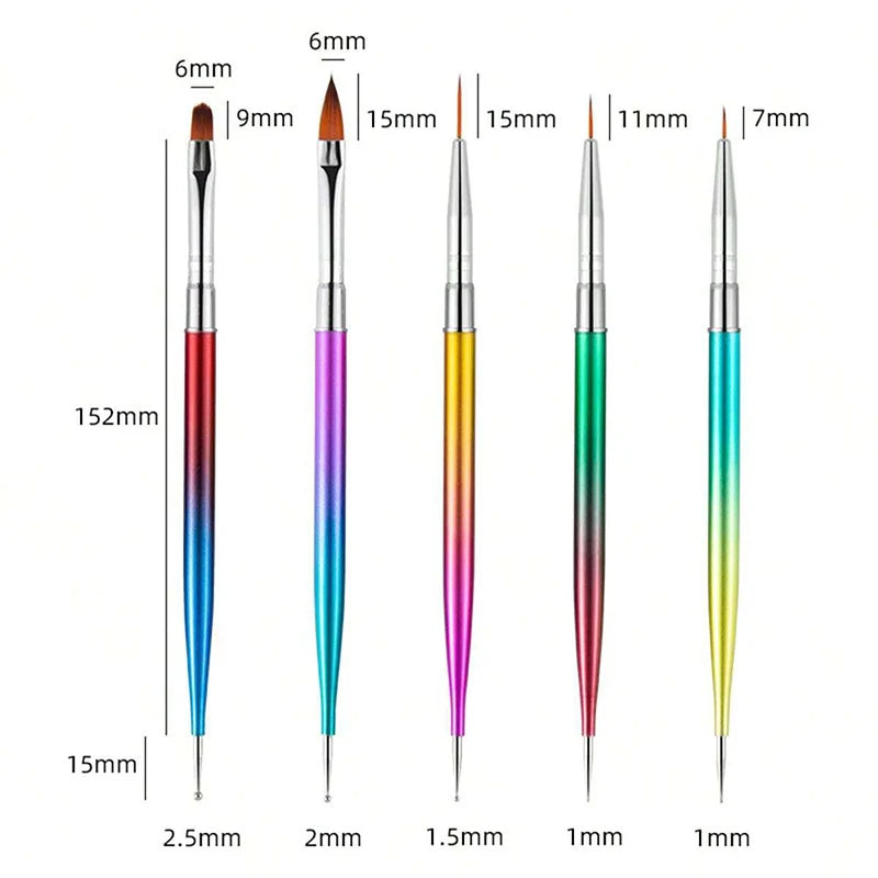 5Pc Nails Art Dotting Pen Acrylic Drawing Liner Supplies Brush Rhinestone Gems Picker UV Gel Painting Manicure Accessoires Tools Good Vibrations