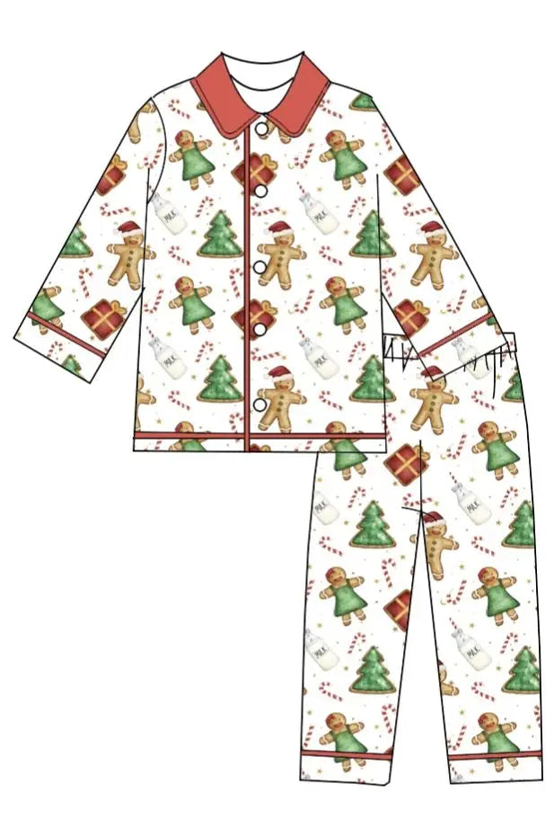 Boutique Children Candy Gifts Cookies Pajamas Sets Kids Christmas Pjamas Button Boys Girls Sleepwear Outfits Good Vibrations