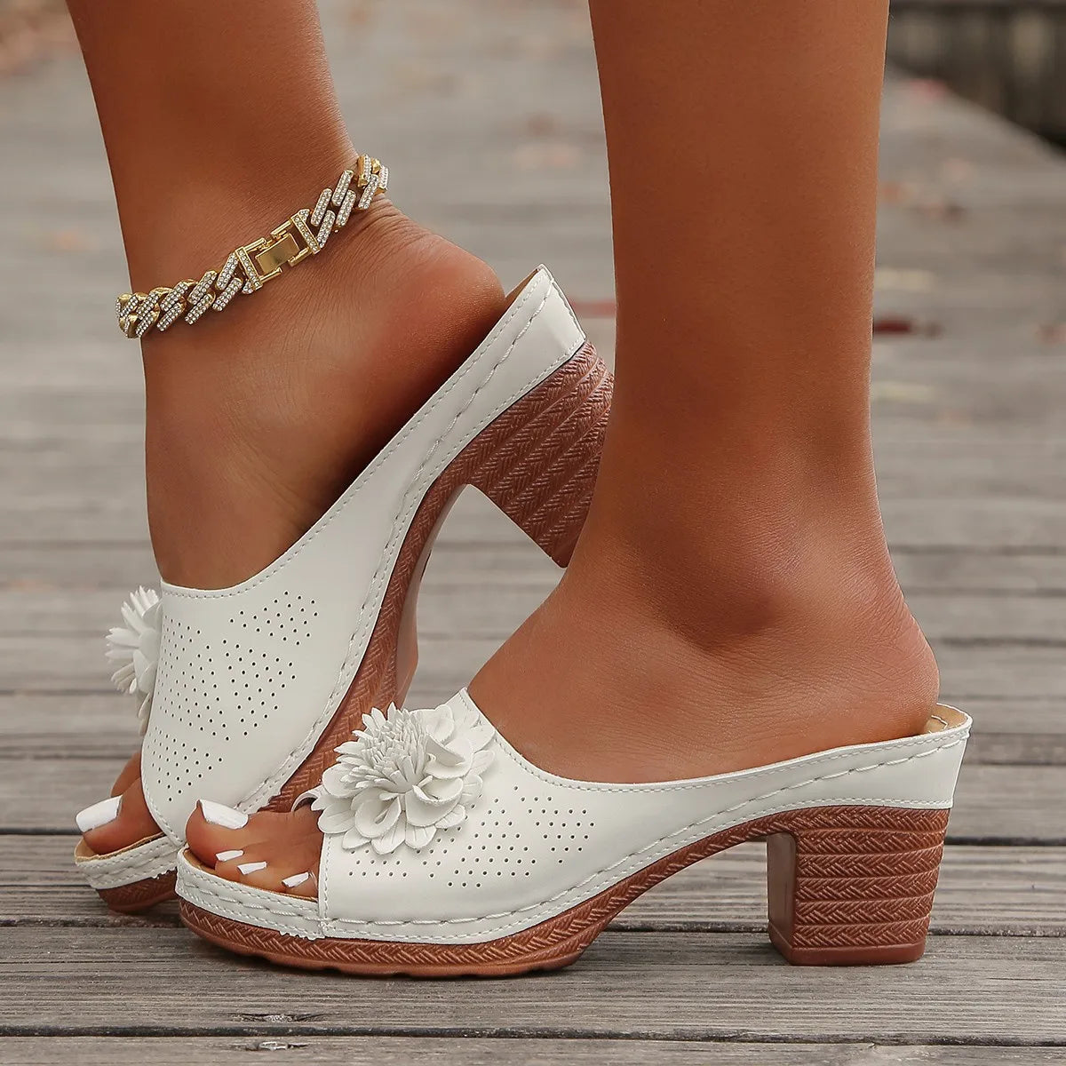 Women High Heels Slip on Sandals Summer Casual Comfortable Shoes Women Elegant Low Platform Sandals Sandalias De Mujer Good Vibrations