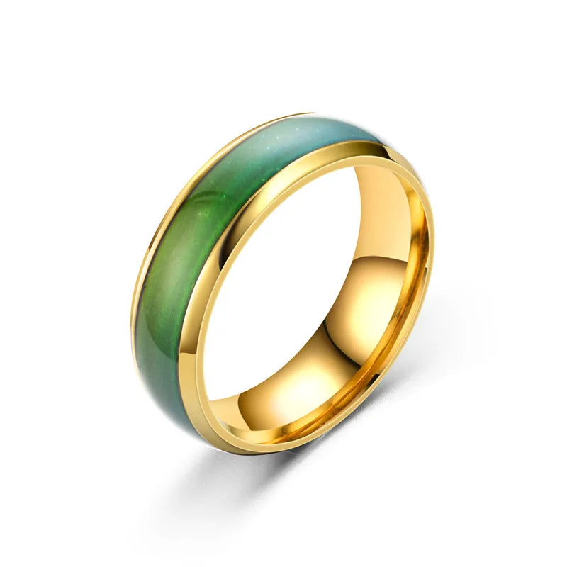 5 Colors Stainless Steel Changing Color Rings Mood Emotion Feeling Temperature Ring for Women Men Couples Ring Tone Jewelry Gift Good Vibrations