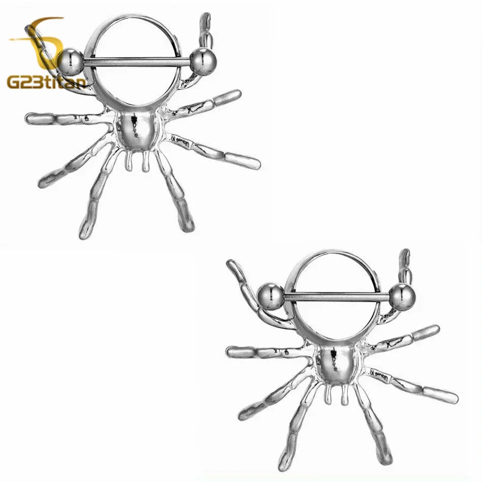 2pcs Spider Nipple Rings Body Piercing Accessories Titanium or Steel Barbell Summer Beach Charm Gothic Women Sexy Jewelry 14G Good Vibrations Adult Super Store