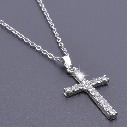 Cross Charm Necklace Crystal Pendant Necklaces For Women Men Accessories Rhinestone Christ Crosses Choker Gift Fashion Jewelry Good Vibrations