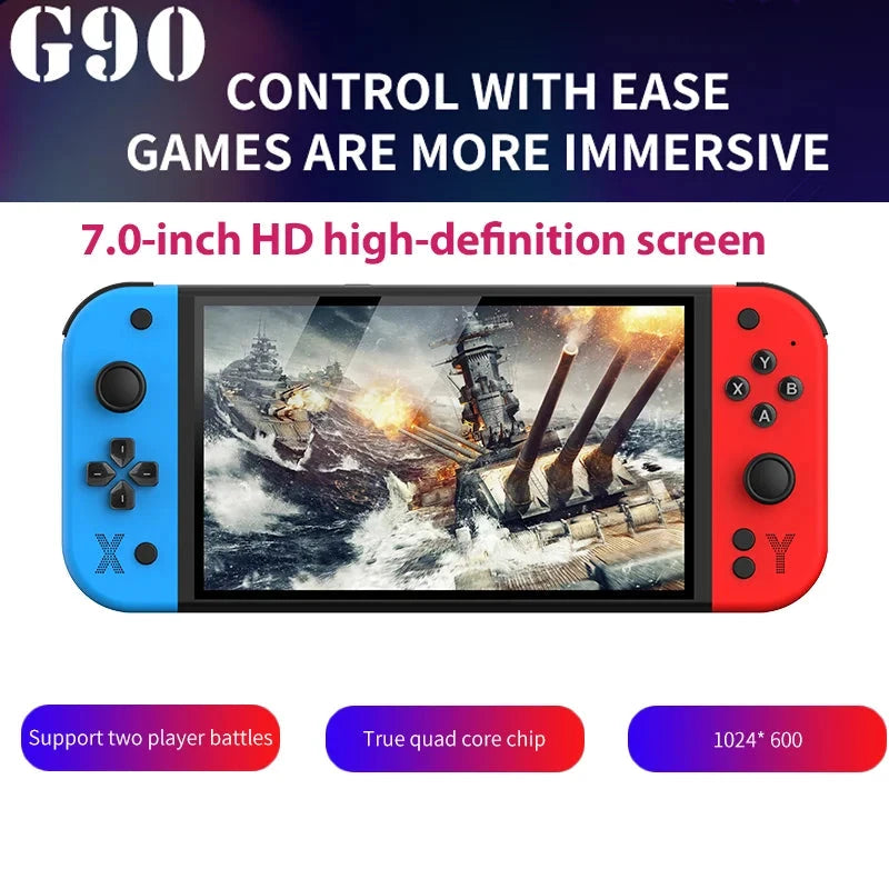 G90 7inch 64GB 4000mAh portable handheld game console arcade high-definition For PSP/PS1 nostalgic retro TV Gaming Controller Good Vibrations