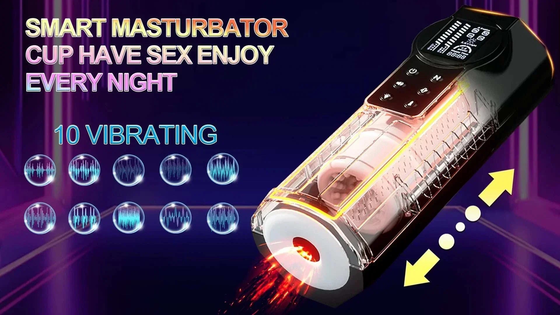 smart automatic telescopic male masturbator cup with 10 vibrating modes