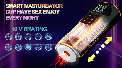 smart automatic telescopic male masturbator cup with 10 vibrating modes