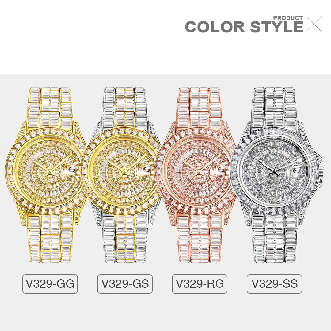 Full Iced Out Watches For Men Luxury Handmade Mosaic Diamond Silver Steel Watch Fashion Hip Hop Silver Automatic Date Male Clock Good Vibrations