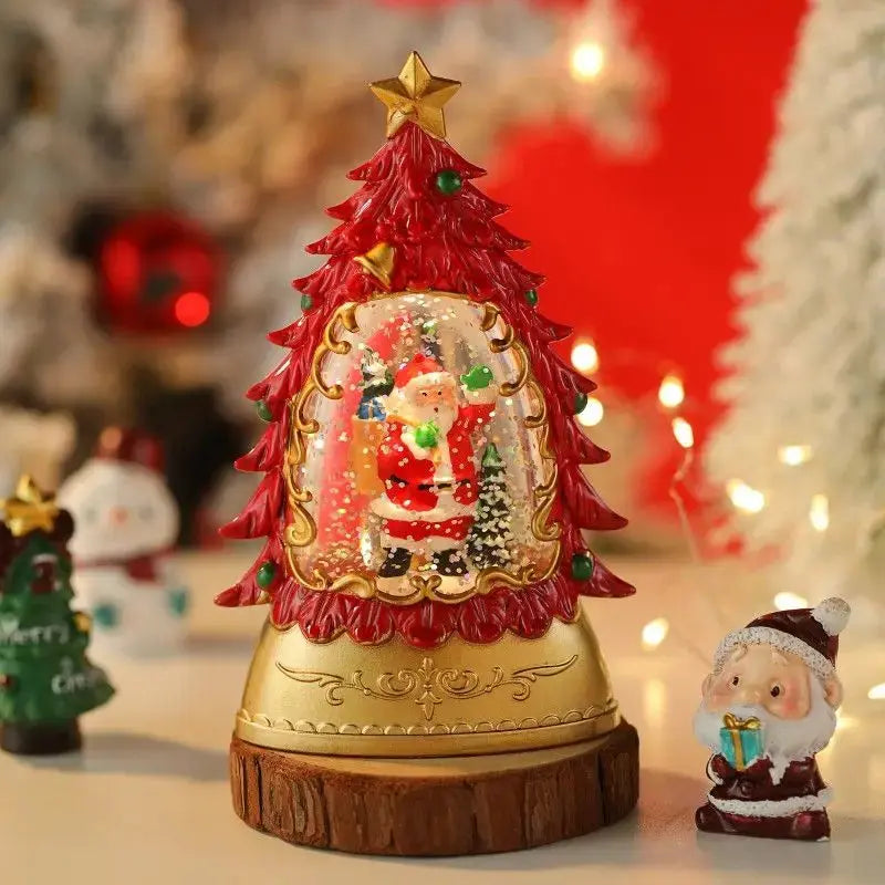 Christmas Illuminated Night Lights Decorate The Desktop with Snowflake and Christmas Wind Lanterns Creating A Festive Atmosphere Good Vibrations