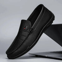 Fashion Leather Men Casual Shoes Slip on Italian Formal Loafers Luxury Brand Comfortable Men Soft Male Driving Shoes Moccasins Good Vibrations