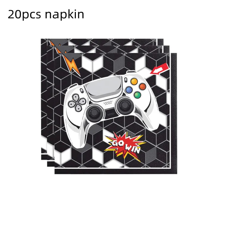 Video Game Party Supplies Set Birthday Decorations Happy Birthday Gaming Backdrop Game On Table Covers Gamer Banner Balloons Good Vibrations