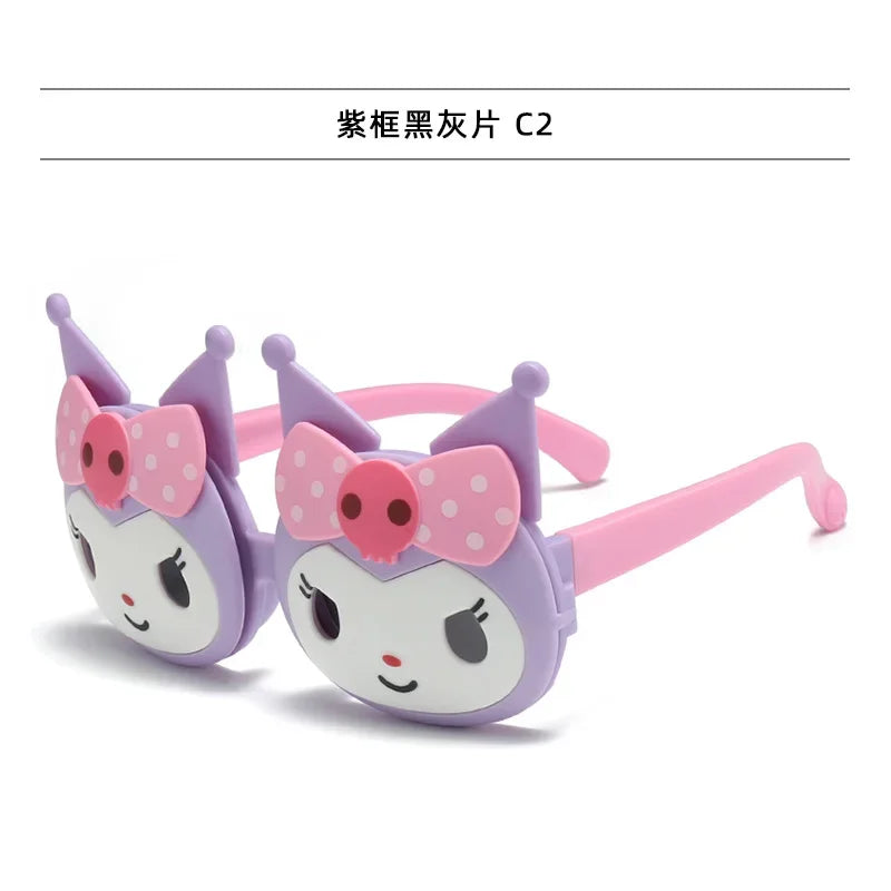 Kawaii Sanrio Kuromi Children's Sunglasses Little Girl Cartoon Flip Sunglasses My Melody Sun Protection Sunglasses Glasses Good Vibrations