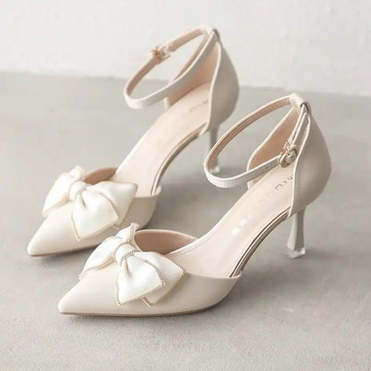 Medium Heel Heels Women's Shoes Trend Pointed Toe Butterfly Stilettos Elegant Dress Weddings Bridal Party White Designer Good Vibrations