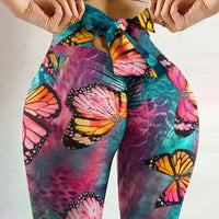 High Waist Sexy Butterfly Printed Leggings Bowknot Yoga Pants Bow Bandage Tights Women Butt Lift Exercise Fitness Yoga Legging Good Vibrations