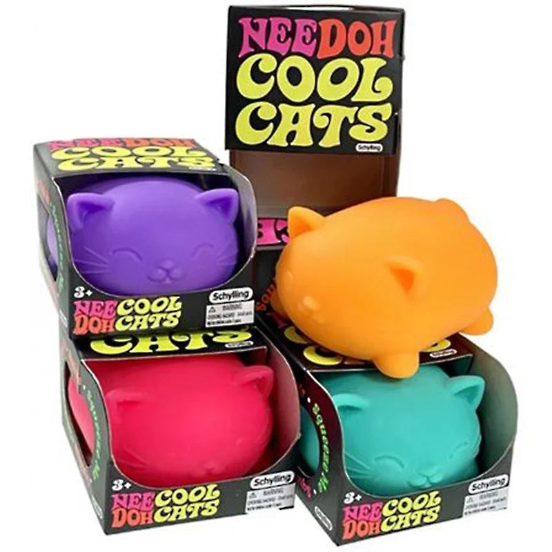 Needoh Funky Pups Cool Cats Flour Filled Quick Rebound Squishy Toy Stress Relief Fidget Squeeze Toy Mood Calming Leisure Relax Good Vibrations