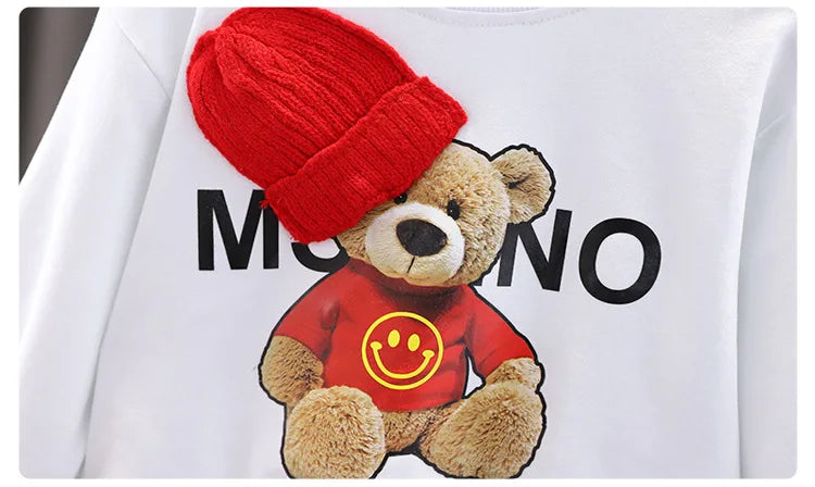 Baby Clothes 2025 New Children's Little Bear Long Sleeve Set Boys and Girls' Letter Sweater Pants Two Piece Set Simple Sportswea Good Vibrations