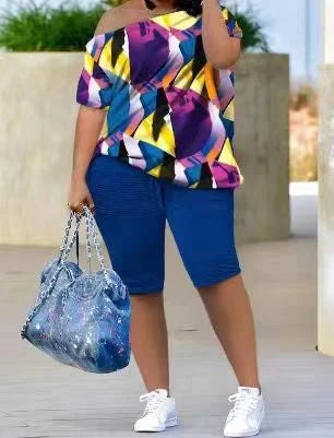 Short Sleeve T-shirts and Shorts Two Piece Sets Streetwear Printing Half Pants Suits for Female 2024 Spring and Summer New Good Vibrations