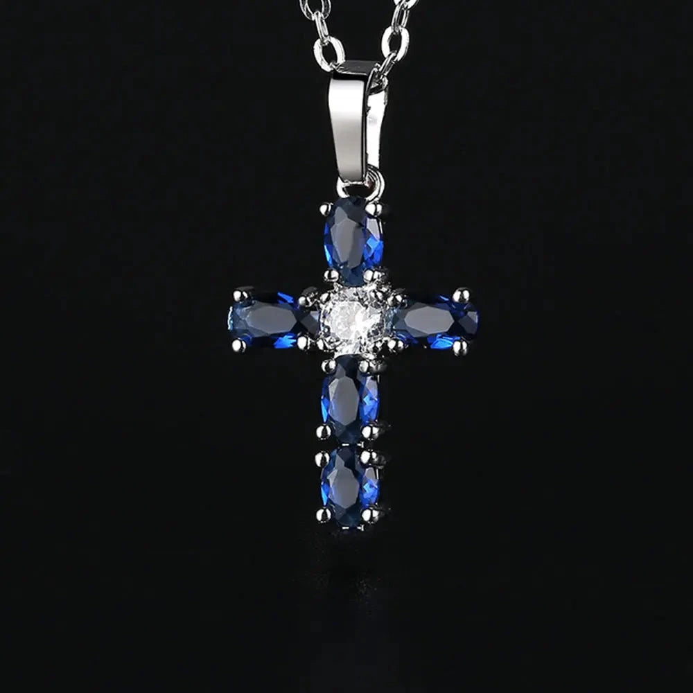 Aesthetic Cross Necklace for Women Charming Zirconia Trendy Party Accessories Personalized Female Jewelry Wholesale Bulk Good Vibrations