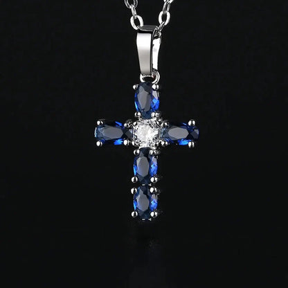 Aesthetic Cross Necklace for Women Charming Zirconia Trendy Party Accessories Personalized Female Jewelry Wholesale Bulk Good Vibrations