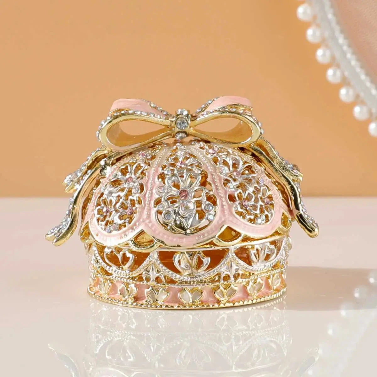 Alloy Enamel Jewelry Box European Princess Bowknot Crown High-end Jewelry Ring Wedding Ring Jewelry Storage Box Good Vibrations