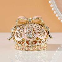Alloy Enamel Jewelry Box European Princess Bowknot Crown High-end Jewelry Ring Wedding Ring Jewelry Storage Box Good Vibrations