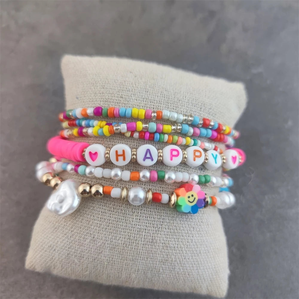 Bracelets Women Evil Eye Bracelet Summer Boho Tassel Chic Beads Pulseras Mujer Bohemian Jewelry Handmade Gift Good Vibrations