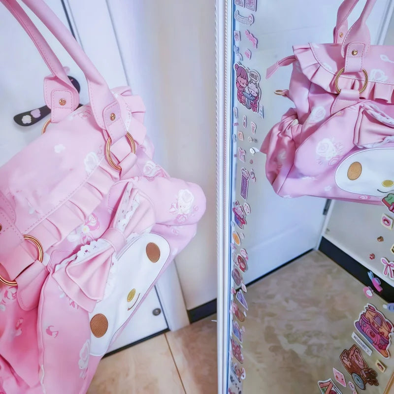 Sanrio Cute My Melody Shoulder Bag Large Capacity Travel Handheld Portable Casual Commuter Crossbody Bag Anime Surrounding Girls Good Vibrations