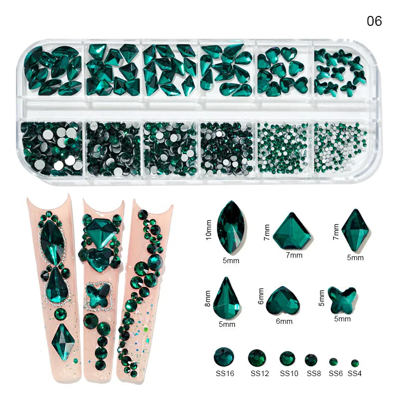 12grids Half Round Pearls Beads 3D Nail Charms 1.5/2/2.5/3/4/5mm White Flatback Pearls Nail Jewelry Nail Craft Pearl Rhinestones Good Vibrations
