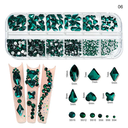 12grids Half Round Pearls Beads 3D Nail Charms 1.5/2/2.5/3/4/5mm White Flatback Pearls Nail Jewelry Nail Craft Pearl Rhinestones Good Vibrations