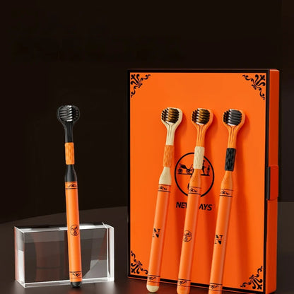 4 Gift Boxes of Three-Sided Toothbrushes in a Gift Box, Wrapped Soft-Bristled High-Efficiency Toothbrush, Deep Cleaning Cloth for Injury Gums, Special for Sensitive Gums, High-End Gift Boxes for Family Wear, a Must-Have Gift Good Vibrations