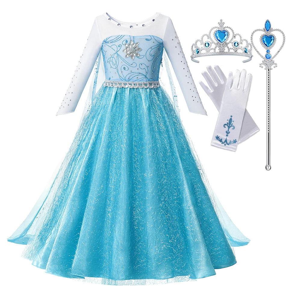 Summer Fancy Queen Elsa Anna Costume Girls Princess Dress Toddler Halloween Cosplay Party Vesidos For 2-10 Years Good Vibrations