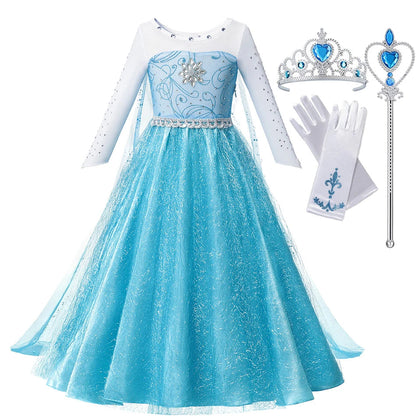 Summer Fancy Queen Elsa Anna Costume Girls Princess Dress Toddler Halloween Cosplay Party Vesidos For 2-10 Years Good Vibrations