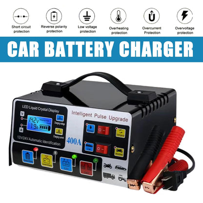 Metal Car Battery Charger 12V24V 220W Full Automatic Car Battery Charger Repair Battery Charger High Power Fast Charger Good Vibrations