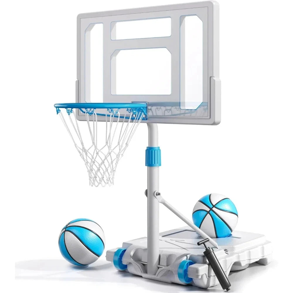 Pool Basketball Hoop Poolside, Stainless Steel Rust-Proof 32" Basketball Hoop Outdoor, Height Adjustable Swimming Good Vibrations